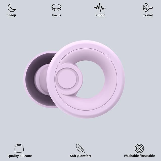 Detalle 2 de Jayine reusable silicone concert & sleep ear plugs (SNR 30dB) with removable tips in XS/S/M/L – Purple