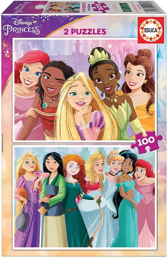Detalle de Educa 2x100 Disney Princess 🏰 Puzzles de 100 piezas para niñas edades 6+