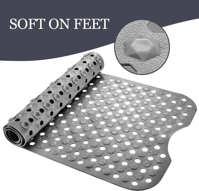 Detalle 2 de DOPROP Premium Non-Slip Bath Mat (100 x 40cm) with Suction Cups – Luxury Grey