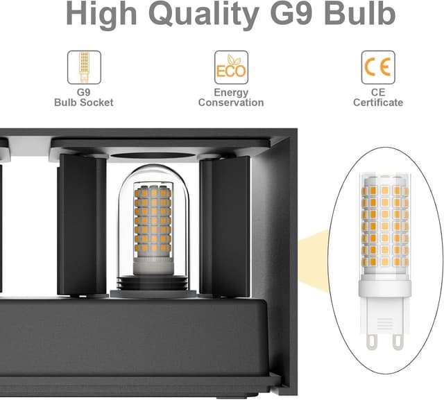Detalle de Klighten 2er-Set LED-Wandleuchten (G9, 18 W) mit einstellbarem Abstrahlwinkel, IP54, dunkelgrau