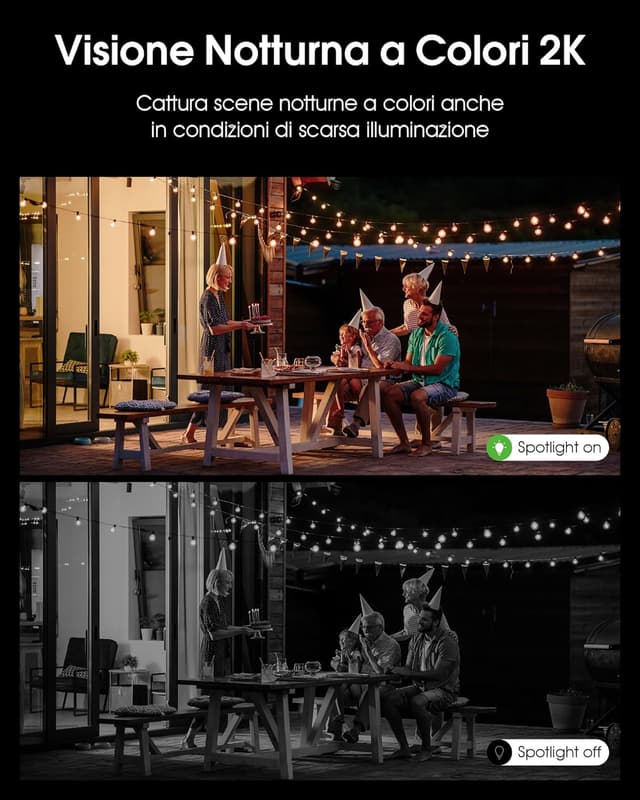 Detalle de ANRAN 2K Telecamera Esterna da Parete con Solare, Luce Integrata e Wi‑Fi 2,4 GHz