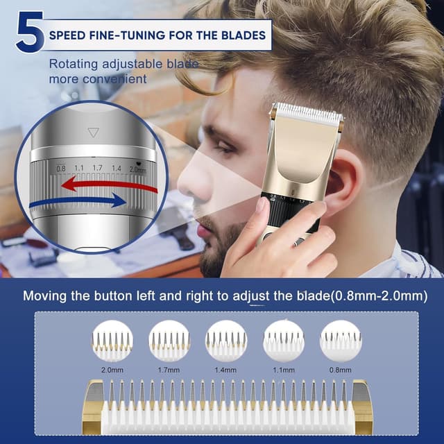 Detalle 2 de HEEYoo rechargeable hair clippers with 4 combs