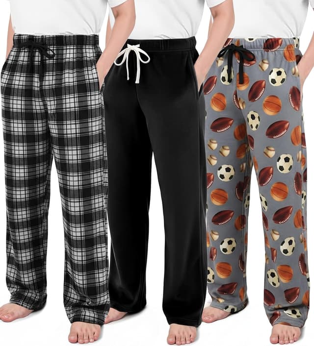 Detalle de US Angels 3-Pack Boys Pajama Pants (Soft Micro Fleece or Jersey Knit) — Kids Sleepwear, Size 7–20