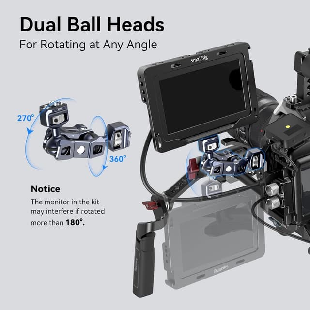Detalle 2 de SMALLRIG Magic Arm 3874 Dual Ball Heads avec vis de positionnement ARRI 1/4”-20 et 3/8”-16 (charge max. 6 kg, 90 g)