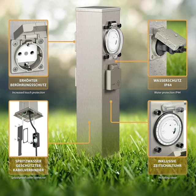 Detalle 2 de Colonne de prises jardin IP44 40 cm