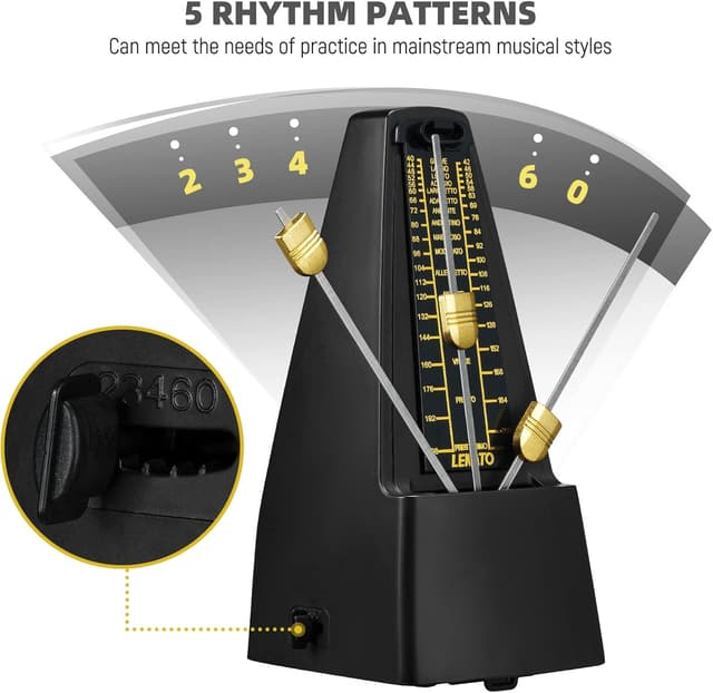 Detalle de LEKATO Mechanical Metronome — 1 tempo ⏱