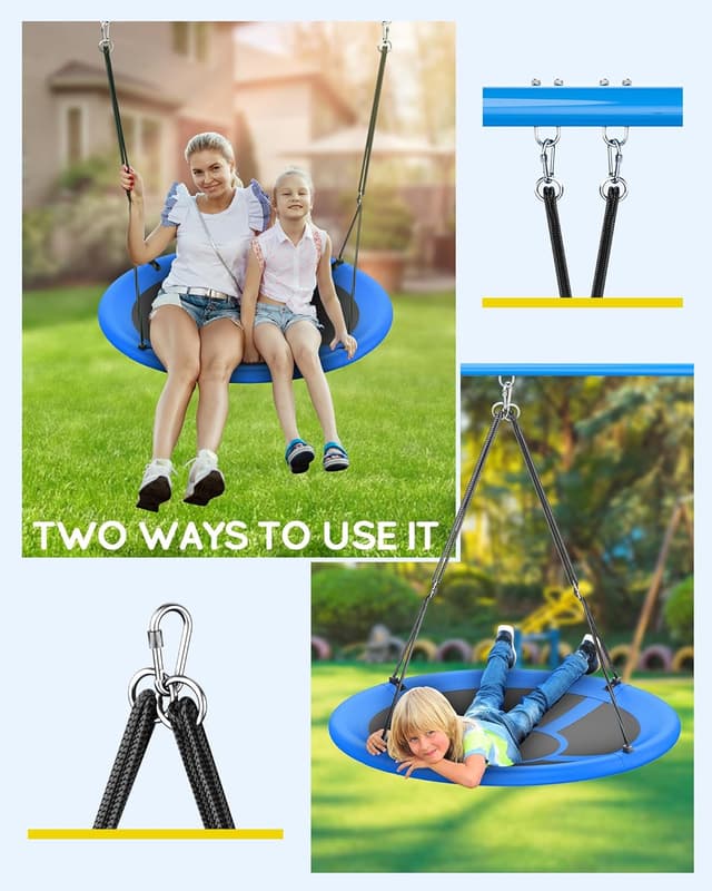 Detalle 2 de Everyfun 43" Saucer Tree Swing (Waterproof, Adjustable Straps) – 700 lbs Capacity, Cobalt Blue