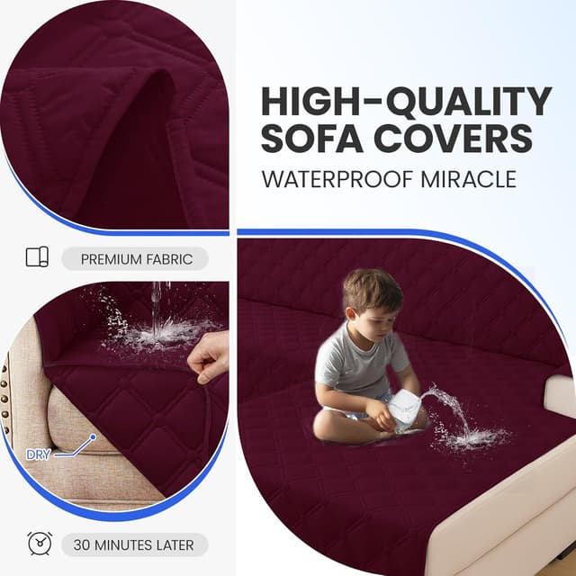 Detalle de Ystyle copridivano impermeabile reversibile angolare con penisola per 4 posti (L 280 cm) borgogna