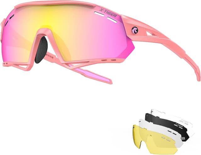 Detalle de X-TIGER Occhiali da ciclismo polarizzati TR90 con 5 lenti intercambiabili