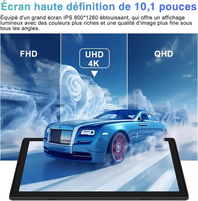 Detalle de Tablette 10 pouces Android 2026 SUAAT S10 Octa Core 5G + Wi-Fi 2,4G, 22 Go RAM + 128 Go ROM (ext. TF), FHD, étui + clavier et souris – Noir
