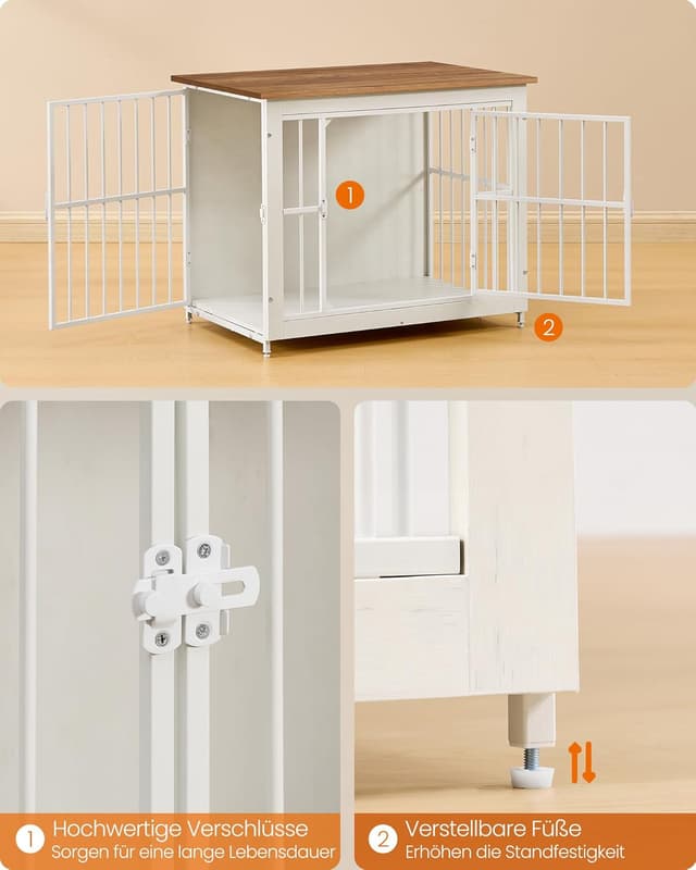 Detalle de Feandrea Hundekäfig-Möbel & Hundebox indoor PFC022KB01, 2 Türen, geschlossenem Boden, für Hunde bis 20 kg