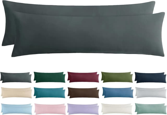 Detalle de Aisbo Kissenbezug 40x145 2er Set Seitenschläferkissen Bezug Anthrazit