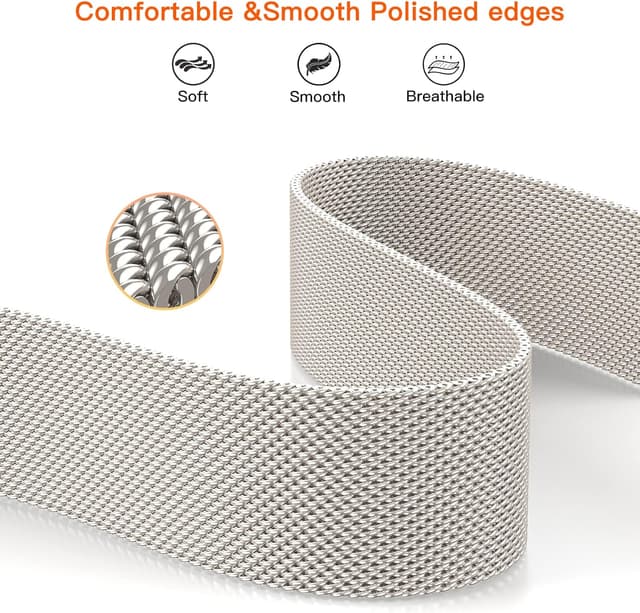 Detalle de Yoohoo stainless steel magnetic replacement straps for Fitbit Versa 3, Versa 4 & Sense 2 (Starlight)