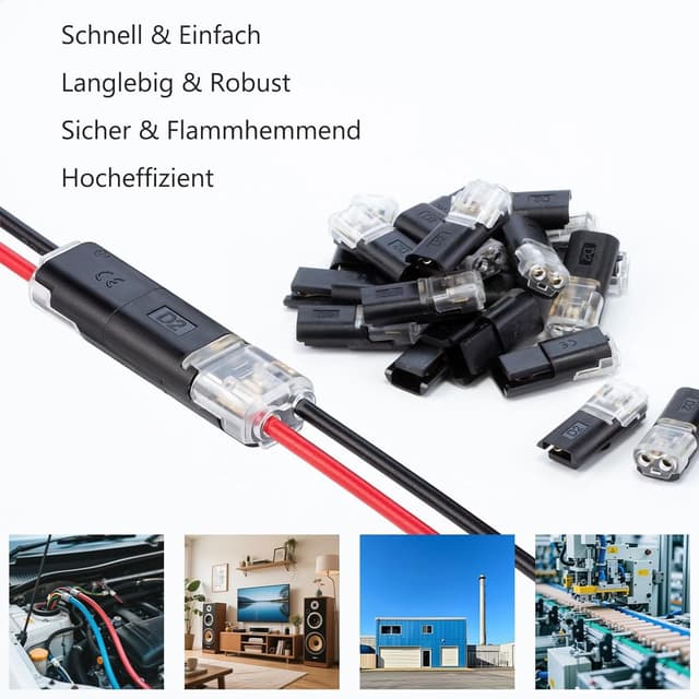 Detalle de 40 Stück 2-polige wasserdichte Auto-Kabelverbinder (2 Pin) für 18–22 AWG, steckbar