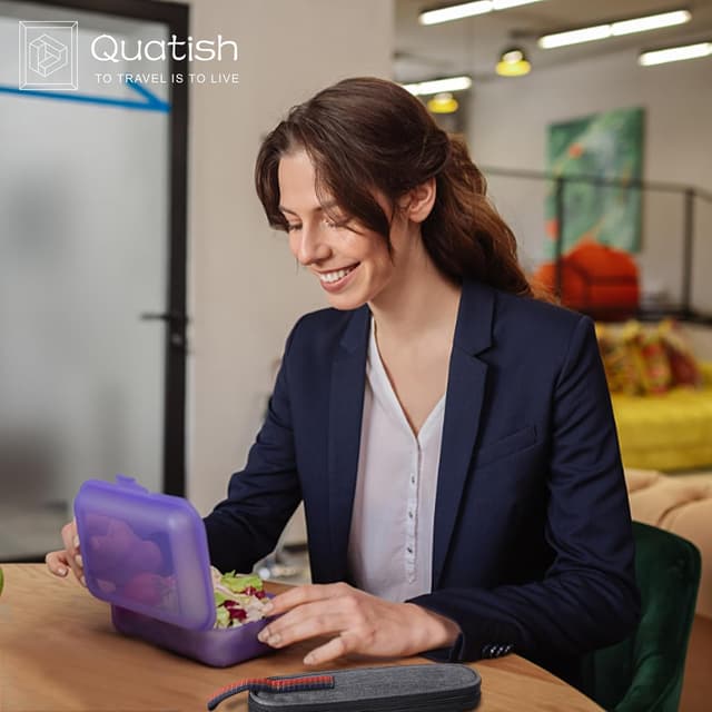 Detalle de Quatish Camping Besteck-Set (5-teilig) aus Edelstahl inkl. Etui – Reisebesteck to go mit Regenbogenfarbe