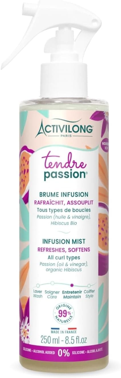 Detalle de Activilong ACTIVILONG Brume Infusion Tendre Passion (250 ml) pour boucles, ondulés et crépus, sans silicone ni alcool ajouté