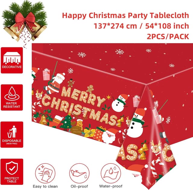 Thumbnail 1 de Wentsent 137x274cm Christmas tablecloths for parties 🎄