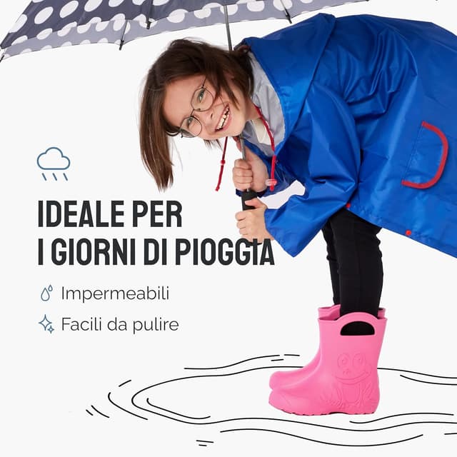 Detalle de Ladeheid Stivaletti Pioggia Bambino in EVA LA-CA-01 con motivo a rana, stivali antiscivolo impermeabili per scuola e giochi