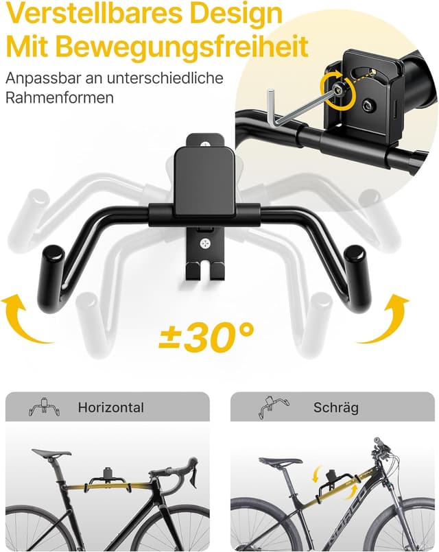 Detalle 2 de monTEK Fahrrad-Wandhalterung 30 kg Tragfähigkeit