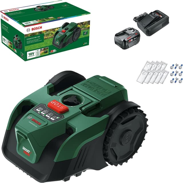 Detalle de Bosch VISIMOW 18V-100 robot rasaerba a batteria per prati fino a 100 m² (taglio 16 cm, 20–60 mm)