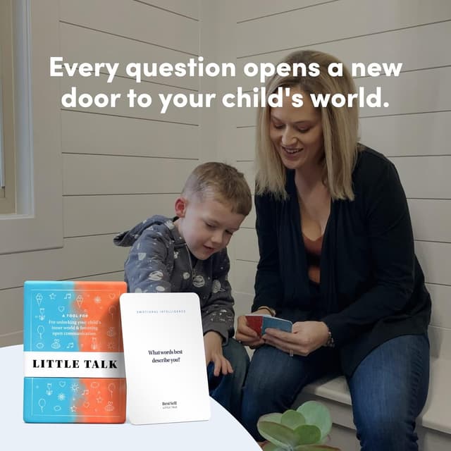 Detalle de BestSelf Co. Little Talk Conversation Cards for Kids (170 Prompts) for Social Skills, Family Games, Travel & Therapy