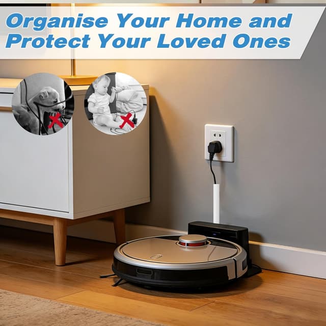 Detalle 2 de 1m White Self-Adhesive Mini Cable Trunking Kit (No Tools Needed) for 1 Cord