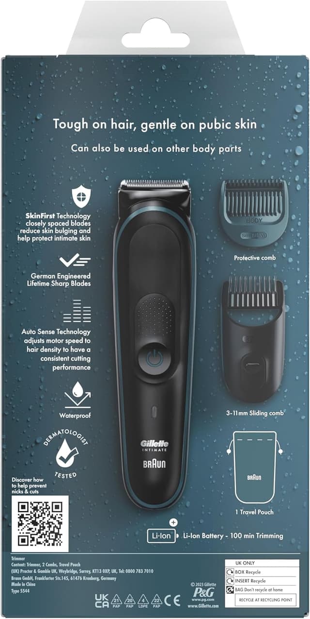 Thumbnail 6 de Gillette Intimate Trimmer i5 (SkinFirst) cordless wet & dry body groomer for men