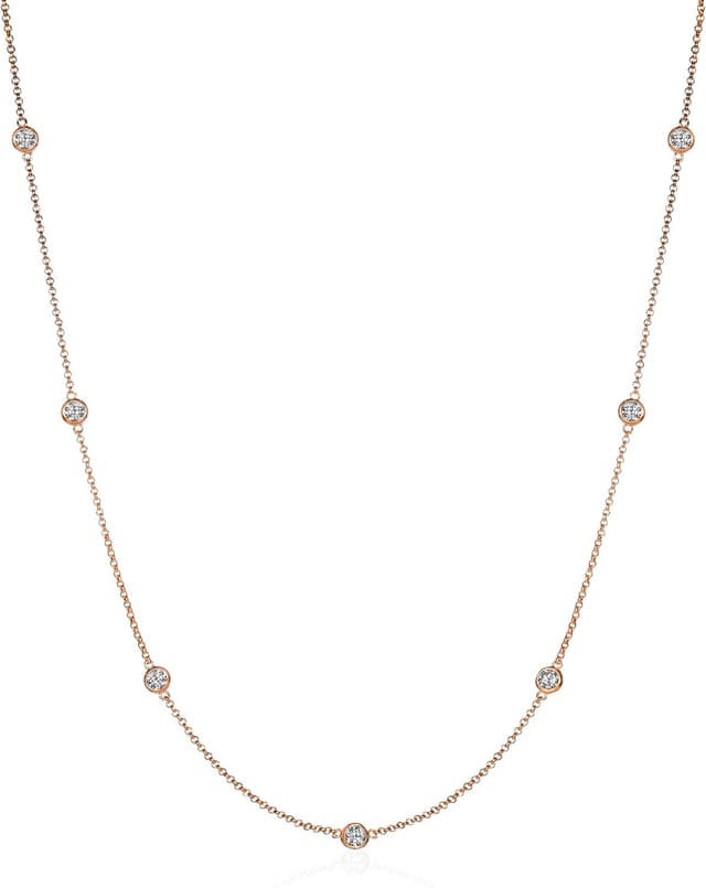 Detalle de namana Collana lunga donna in argento, oro o oro rosa con zirconi, con confezione regalo