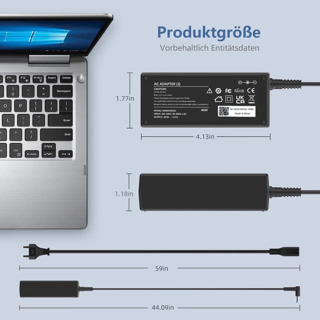 Thumbnail 6 de 45-Watt Laptop-Ladekabel Netzteil für HP (u. a. Pavilion X360 / EliteBook / ProBook) – 4,5 x 3,0 mm, kompatibel mit 741727-001
