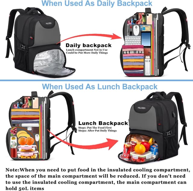 Detalle 2 de 50L laptop backpack with lunch cooler