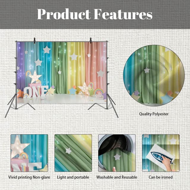 Thumbnail 4 de MEHOFOND 7x5ft Rainbow Birthday Banner