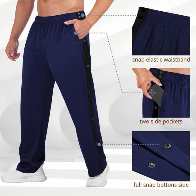 Detalle 2 de Deyeek Men's Tear Away Basketball Pants with Pockets