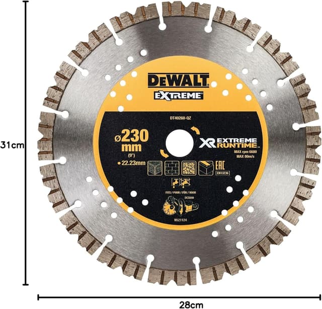 Detalle 2 de DEWALT DT40260-QZ disco diamantato da 230 mm per troncatori a batteria (per DCS690)