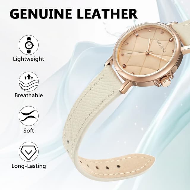 Detalle de Bracelet de montre Aucuu en cuir véritable avec boucle inox, remplacement rapide 16/18/20 mm