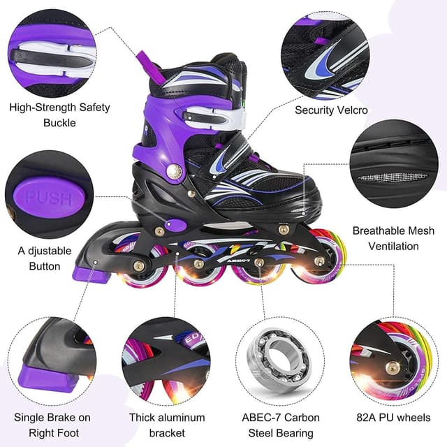 Thumbnail 3 de JeeFree 4-Size Adjustable Kids Inline Skates with Lights 🛼