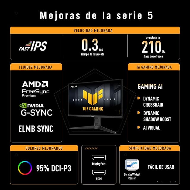 Thumbnail 2 de ASUS TUF Gaming VG27AQL5A Monitor QHD 27" 210 Hz