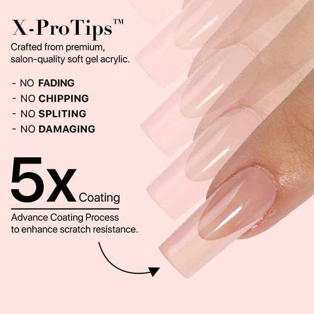 Thumbnail 6 de SXC Cosmetics French Tip Press On Nails (Skin Tone Nude & Color Series) Medium Square Starter Kit ST117KIT