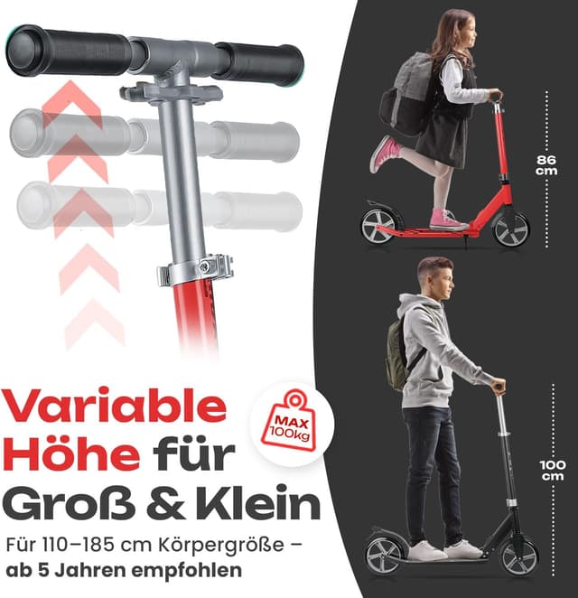 Detalle de Rollkönig Kinder-Scooter ab 5 Jahren mit 100 kg