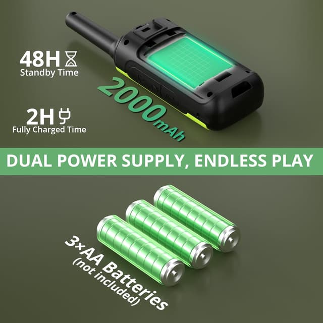 Detalle de Radioddity PR-T8 : talkie-walkies PMR446 rechargeables pour enfants (lot de 3)