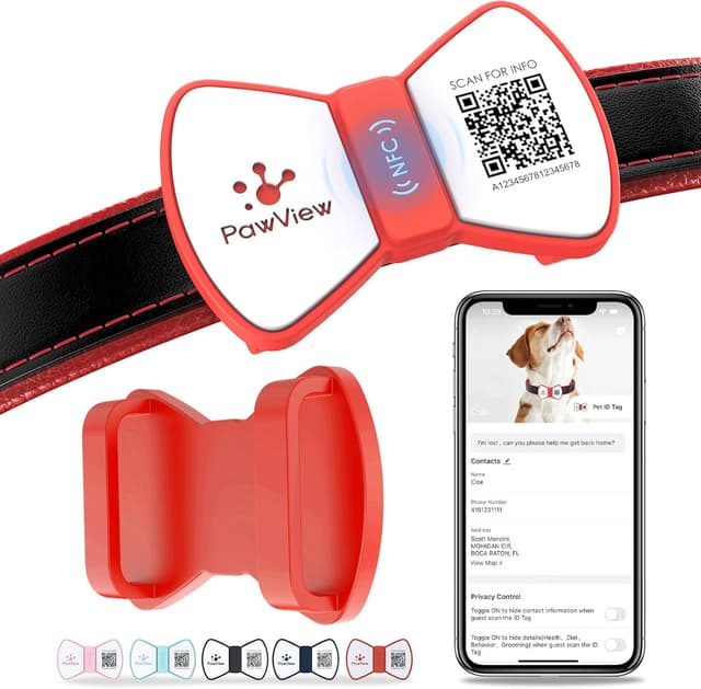 Detalle de PawView personalisierte QR-Code & NFC Silikon-Hundemarke wasserdicht – geräuschloser Klickverschluss