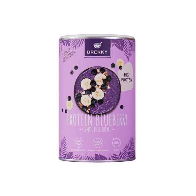 Detalle de BREKKY Protein Blueberry Smoothie Bowl – vegan, ohne Zuckerzusatz, 100% natürliche Zutaten