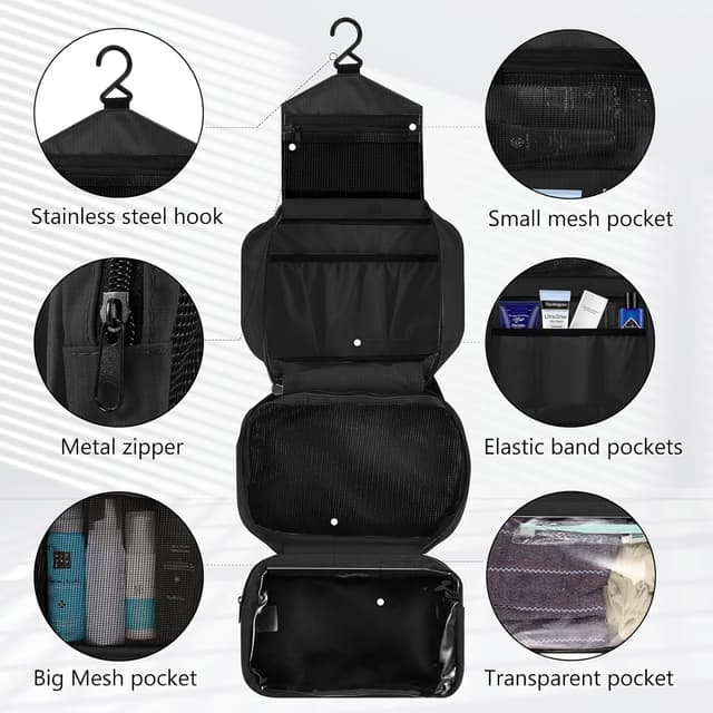 Detalle de homchen Hängende Reise-Toilettentasche aus wasserabweisendem Oxford-Stoff (faltbar) – für Männer & Frauen