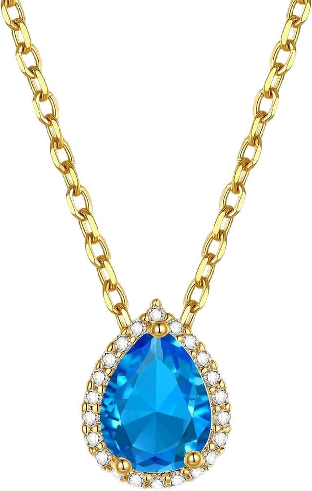 Detalle de GoldChic Zirkonia Geburtsstein Kette mit Kupfer-Anhänger und verstellbarer Rolokette (41 cm)