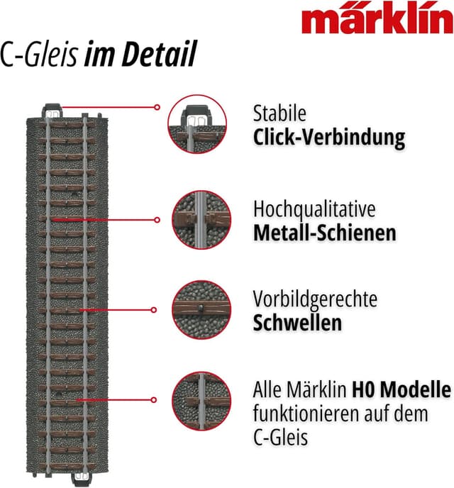 Detalle de Märklin 20330 R3 / 30° – Binario curvo R3 (confezione da 3)