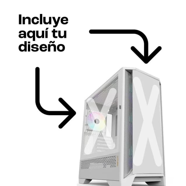 Detalle de Forgeon Mithril ARGB Mesh torre ATX blanca con cristal personalizable 🖥