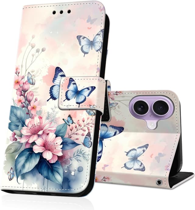 Detalle de DiaryTown Handyhülle Wallet für iPhone 17 (6,3") – Leder-Flip-Case mit Kartenfach, Ständer und Magnetverschluss