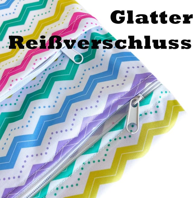 Detalle de TRASUN Wetbag im 2er-Set für Kindergarten: wasserdichte Nassbeutel für Windeln, Schwimmsachen & mehr