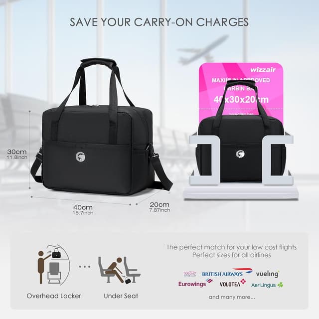 Detalle de SPAHER sac cabine avion 40x30x20 pliable imperméable 25 L, compartiments pour linge sec et humide