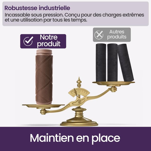 Detalle de Paillasson extérieur DEXI 43 x 90 cm marron antidérapant avec trous de drainage