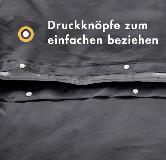 Detalle de Sleeptime Bettwäsche 140x220 (2-teilig) aus 100% Baumwolle mit Kissenbezug 60x70 – Anthrazit Grau